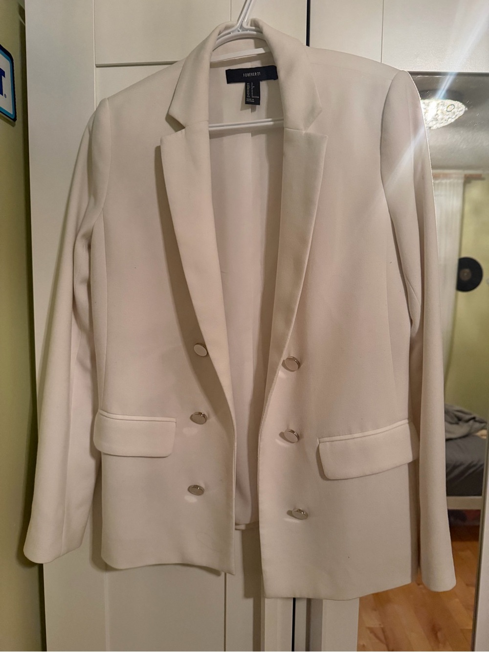 Forever 21 Off-White Double-Breasted Blazer Jacket